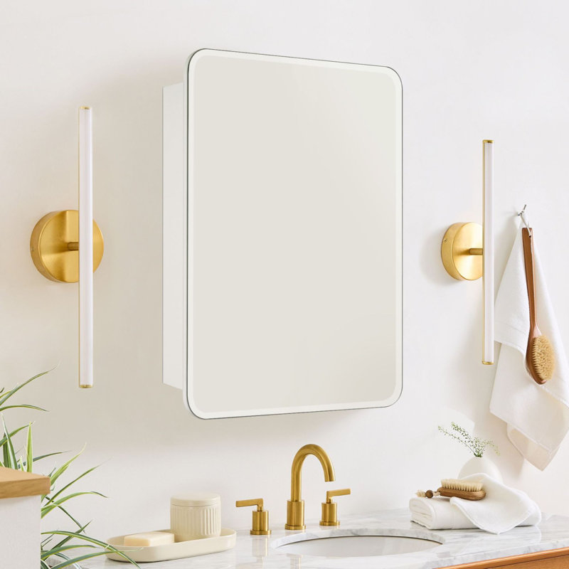 Armoire à pharmacie en verre sans cadre avec tablettes réglables Claytin, H 18 po x l 14 po x P 4,72 po