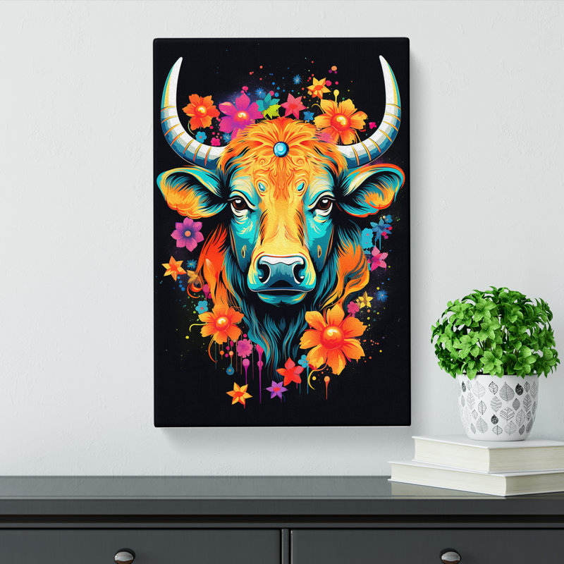 Taurus Zodiac Pop No.2 - Wrapped Canvas, 76cm H x 50cm W x 3cm D