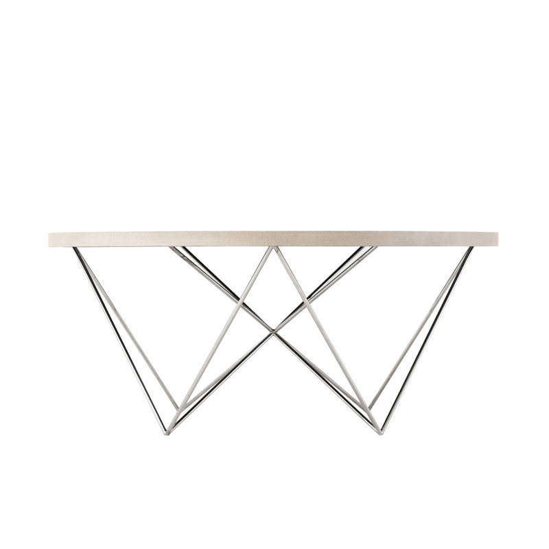 Scandinavian Cream Round Metal Coffee Table with Hairpin Legs