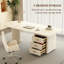 Bureau moderne en pierre frittée minimaliste avec trois tiroirs.-655801579
