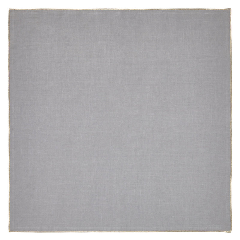 Bowery Linen Solid Colour Square Napkin, Gold/Grey
