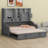 Upholstered Daybed With LED Armrest Lights-2076937155