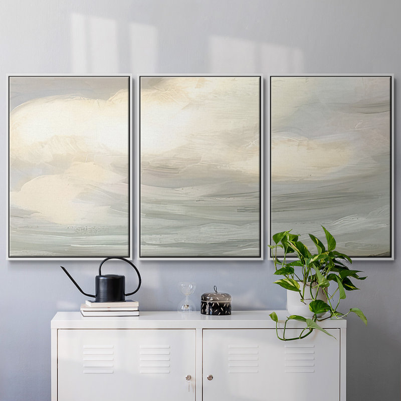 Muted Sky Horizon II - Multi Piece Framed Canvas_2940150C, 36" H x 75" W x 2" D, White