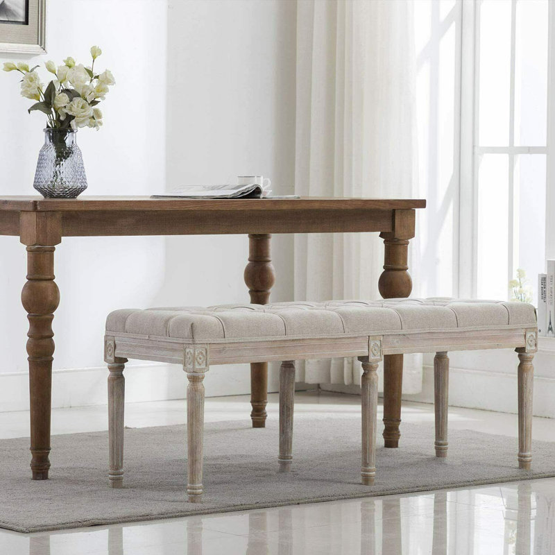 Narberth Cotton Upholstered Storage Bench, Cream