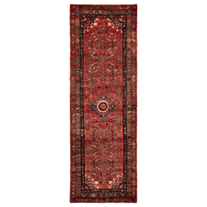 Tapis de couloir unique en laine 3 pi 3 po x 9 pi 8 po Kataleia - rouge