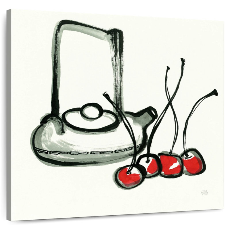 Yarlin thé et cerises, H 33 po x l 33 po