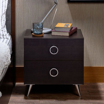 Table de nuit avec 2 tiroirs - Pieds en plastique argentés de qualité attrayante pour table de chevet de chambre à coucher et argent