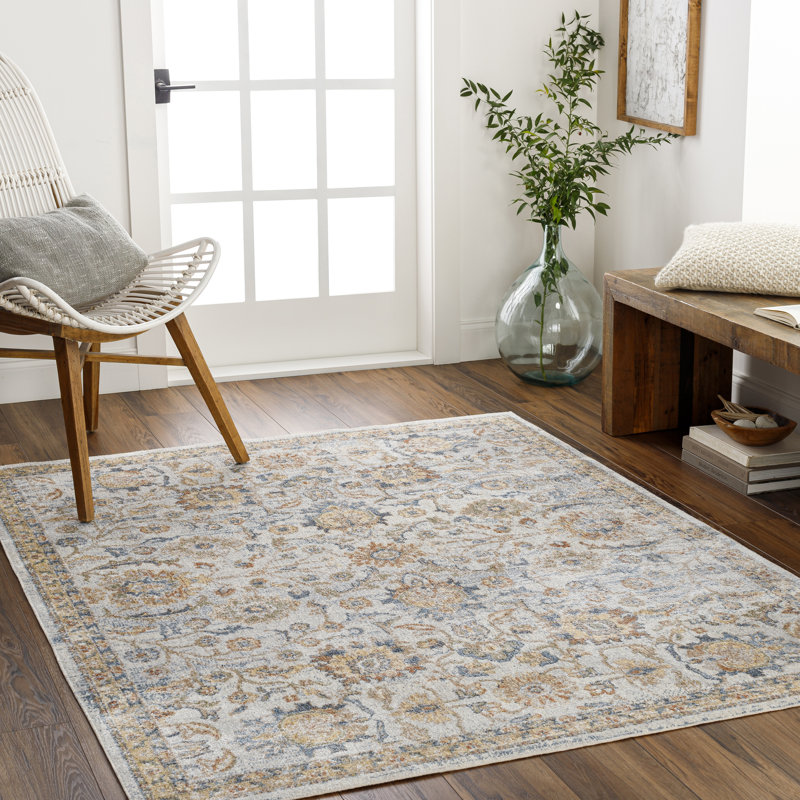 Tapis oriental en polyester tissé à la machine Anikyn Almendares, Rond 6 pi 7 po