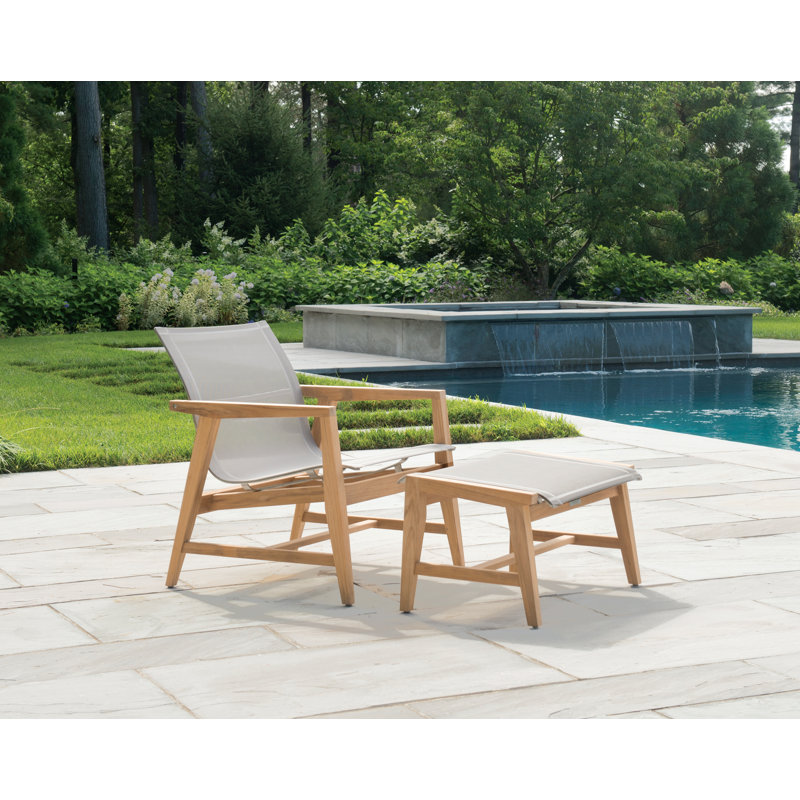Marin Outdoor Teak Lounge Chair, Canvas Taupe Sunbrella® Canvas