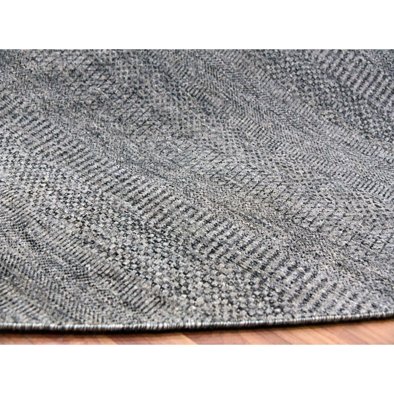 Tapis rond gris en laine noué à la main 14 pi x 14 pi Ellie 03E5375D8A3C4E4B806896F1139EC7BD