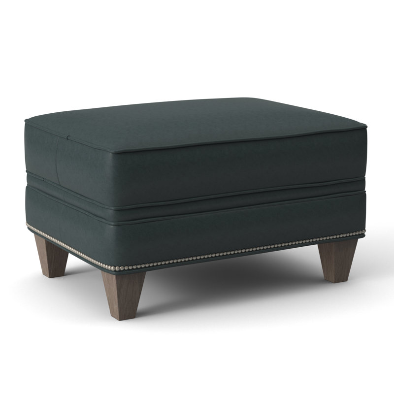 Taraval Ottoman, Rio Mineral Genuine Leather, Stone, Pewter