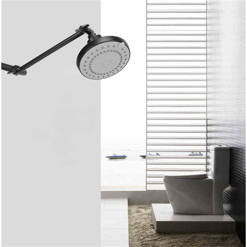 High-Pressure Rainfall Shower Head With 11-Inch Adjustable Arm - Vertical Flow Design For Spa-Like Bathing, Matte Black