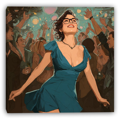 Dancing in Blue Wrapped Canvas Wall Art