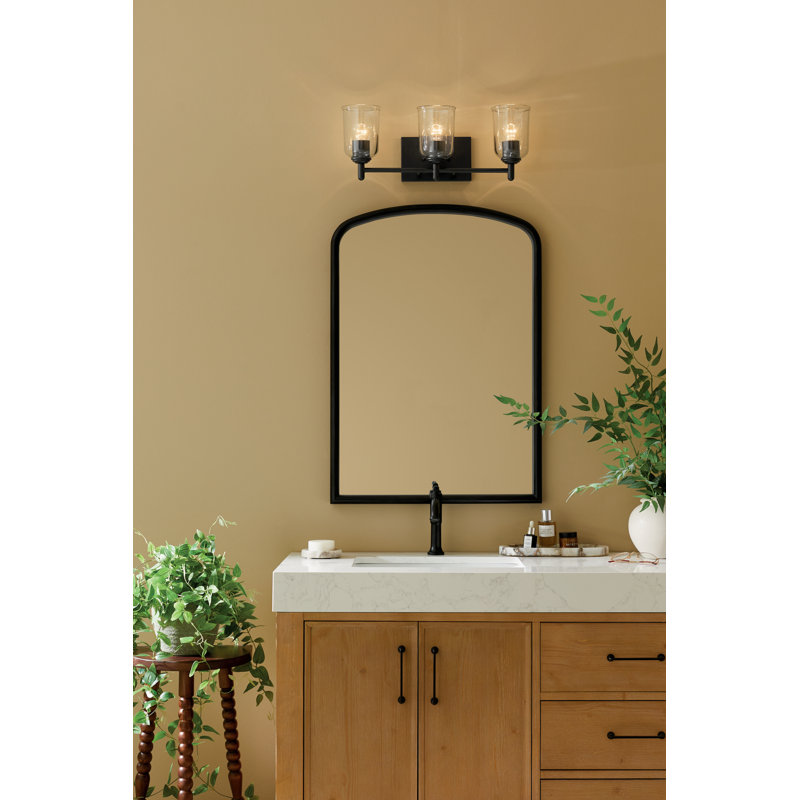 21" 3-Light Vanity Light with Clear Glass, Satin Black