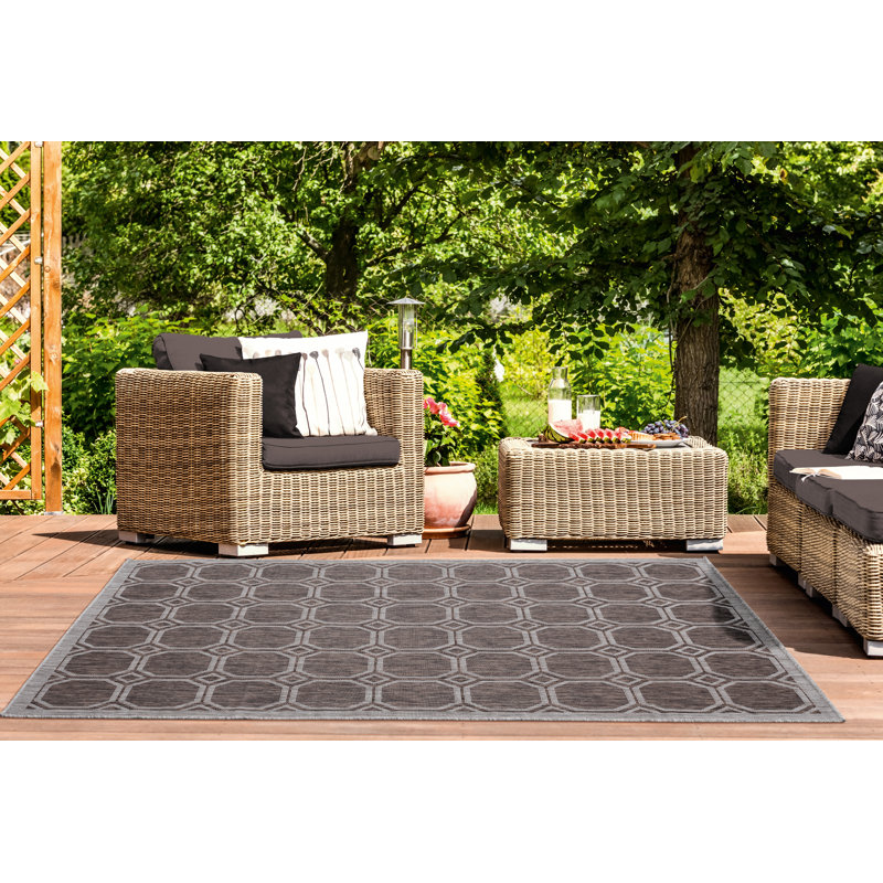 Tapis d'intérieur / extérieur brun à motif géométrique Berry, Rectangle 7 pi 10 po x 10 pi 6 po