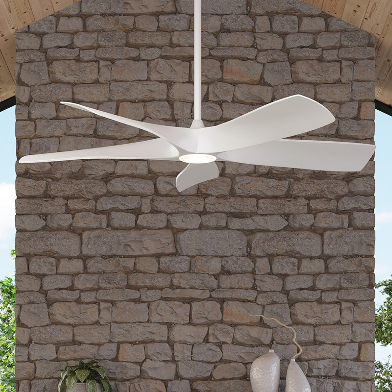 Ventilateur de plafond intelligent à DEL 60 pouces transitionnel intérieur / extérieur Vernal Collection, Blanc