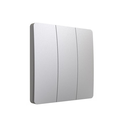 Ener - J 3 Gang Wireless Kinetic Light Switch Dimmable Silver IP56