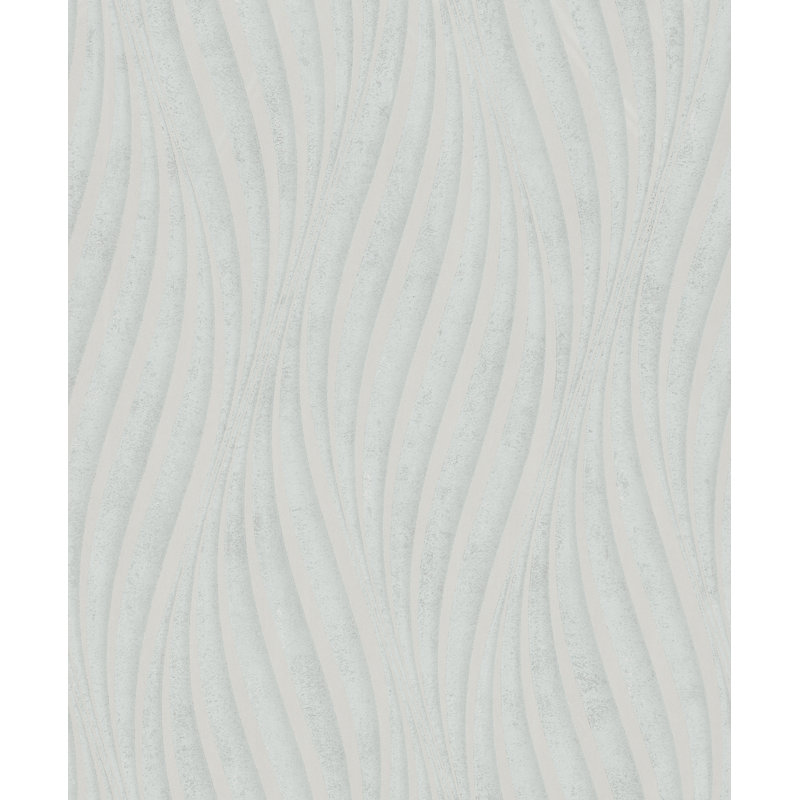 Kavalier Wave Ribbons 10.05M X 53Cm Pearlescent Sheen Wallpaper Roll, Light Green