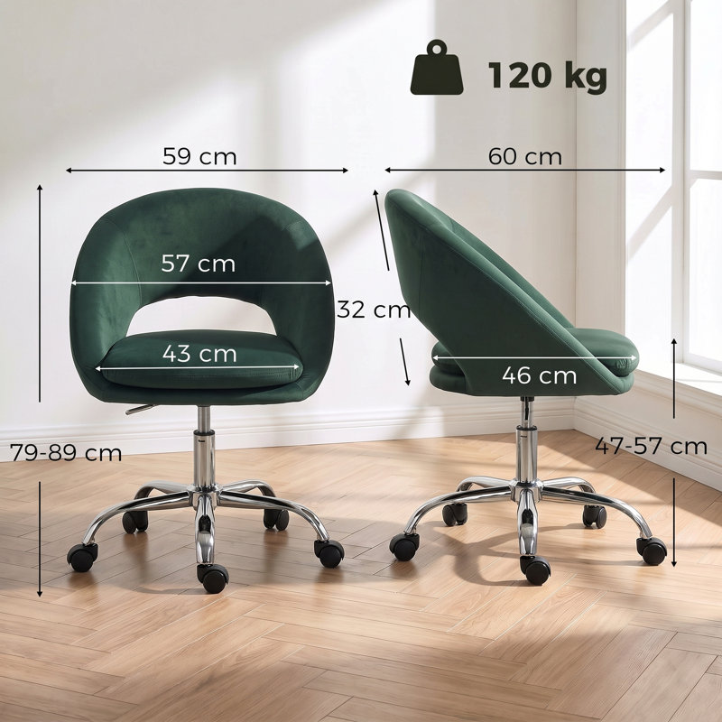 HOMCOM Velvet Office Chair, Green