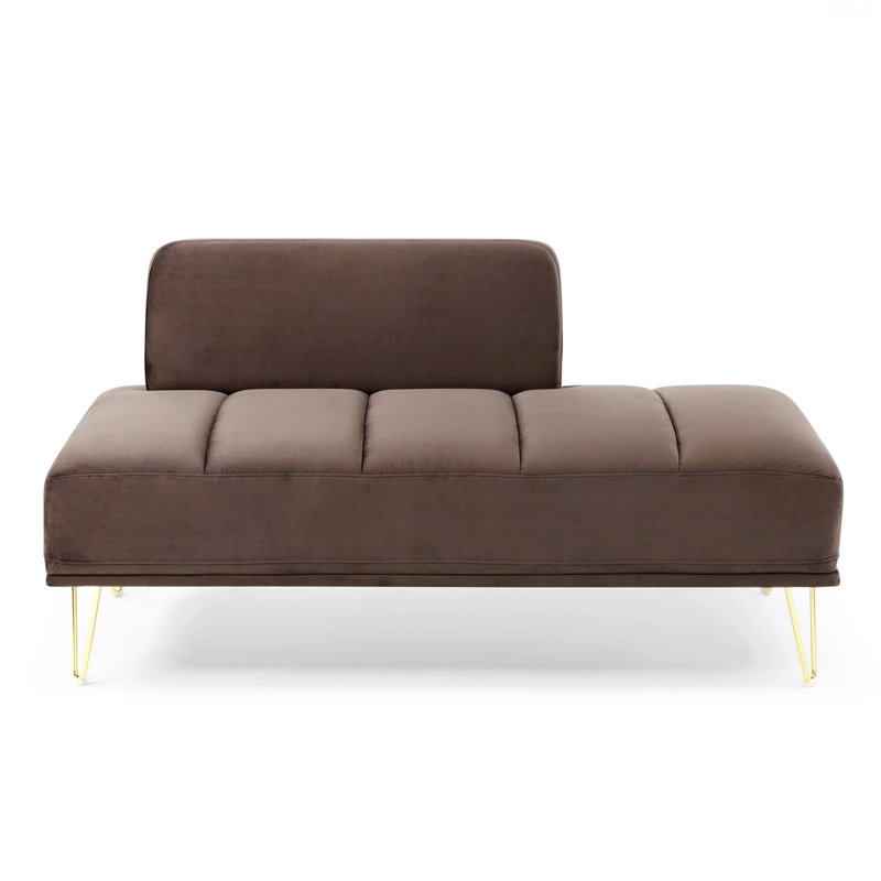 Banc rembourré en velours Gudren, Gris foncé