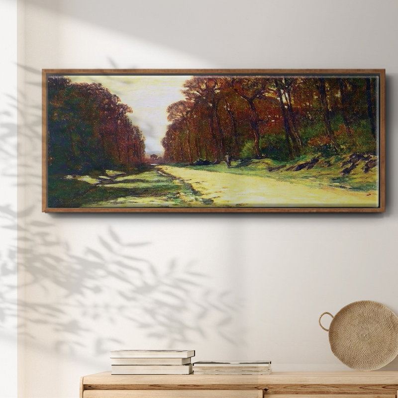 Route dans une forêt Fontainebleau, 1864 - toile encadrée, H 20 po x l 50 po