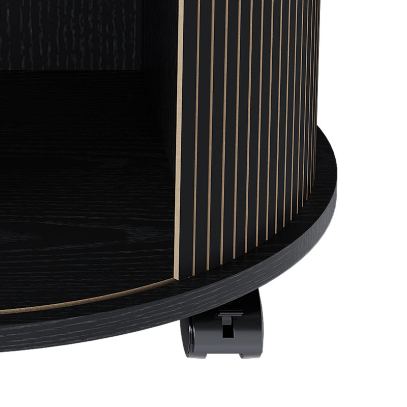 Table de bout cylindrique avec station de charge et rangement pour porte coulissante