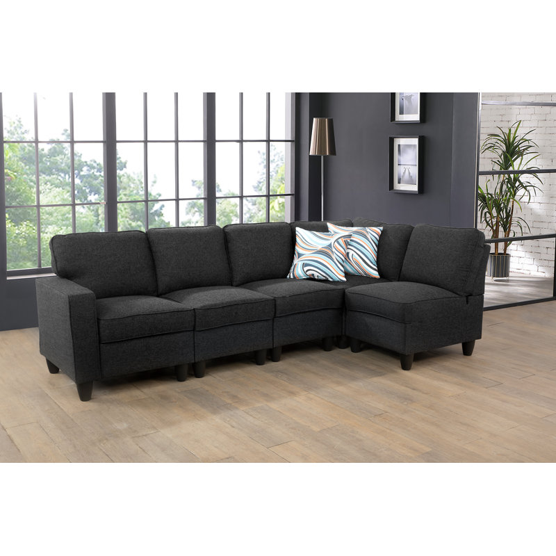 Canapé modulaire faisant face à la droite de 104 po Johniece, Noir gris