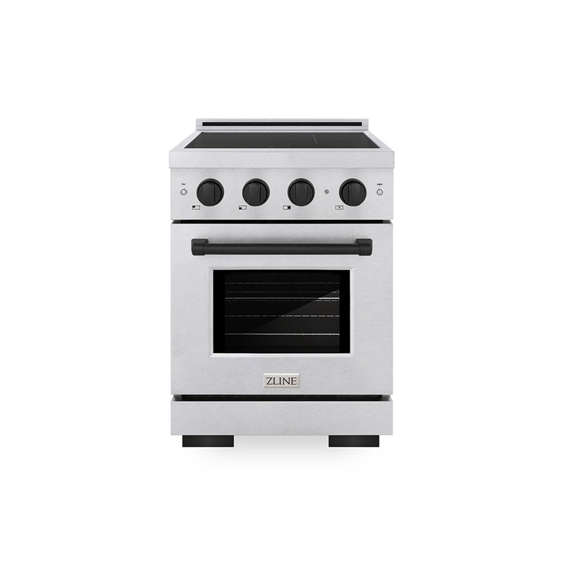 ZLINE Autograph 24 in. Satin Stainless Paramount Induction Range with 3 Elements & Black Accents, Matte Black