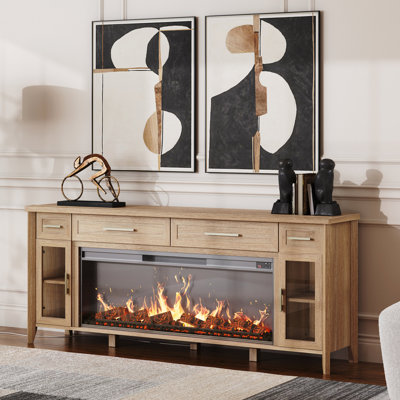 Meuble télé 74,3 po avec foyer électrique 48 po, très grande console multimédia
