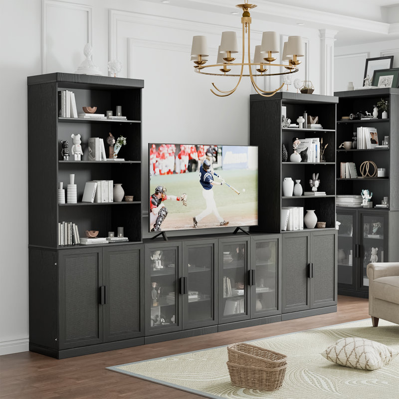 Wood Storage Cabinet with Adjustable Shelves without Doors, 49" H x 31" W x 16" D, Black