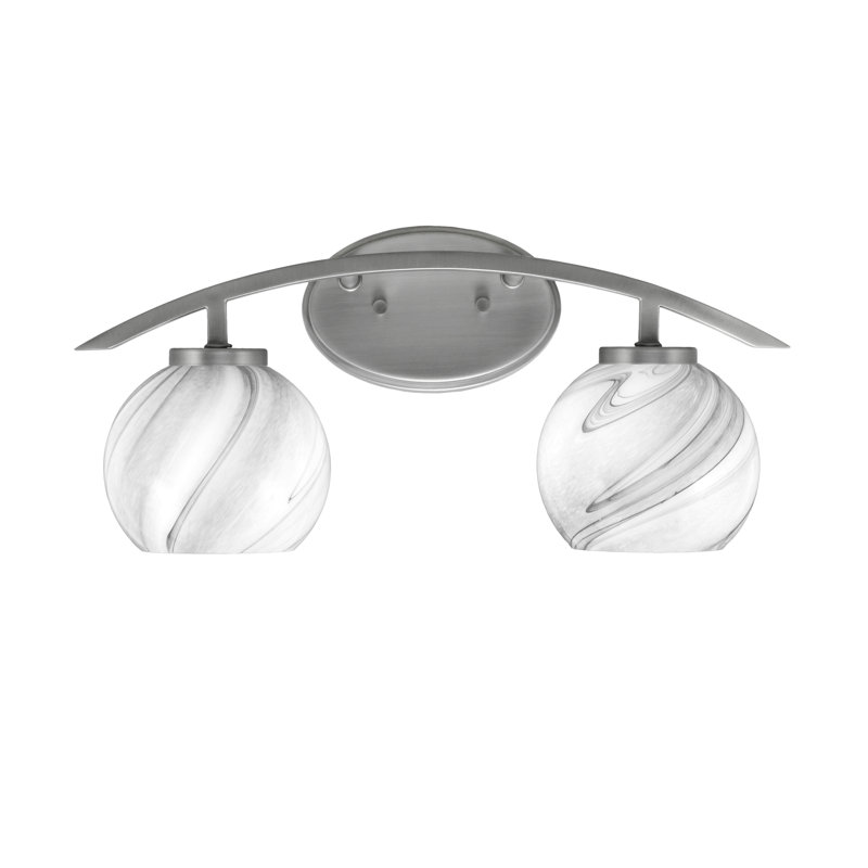 Barre d'éclairage de salle de bain 2 lumières avec verre à onyx 5,75 po Kurve, Argent argent