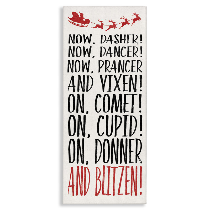 Holiday Holiday, noms de rennes, toile par Dogwood Portfolio, H 24 po x l 10 po