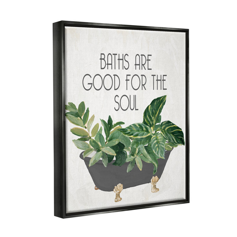Ashia " Botanical Bath Phrase " by Lanie Loreth, Jet Black Floater Frame, 21" H x 17" W x 1.7" D