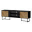 TV Entertainment Console, 71 Inch Wide, V Grooved 2 Cabinets, Brown, Black