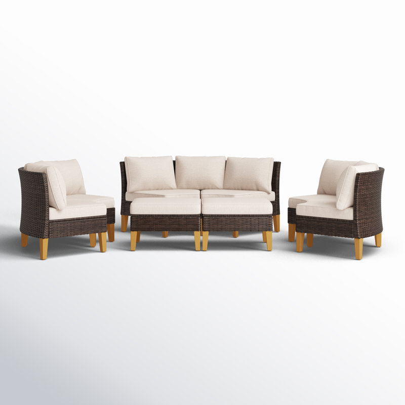 Argyri 8 - Person Modular Patio Conversation Set with Cushions, Beige