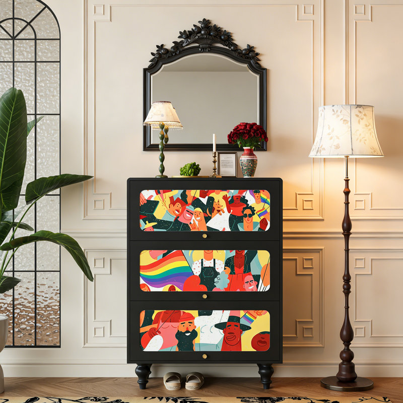 Commode décorative 3 tiroirs en bois massif