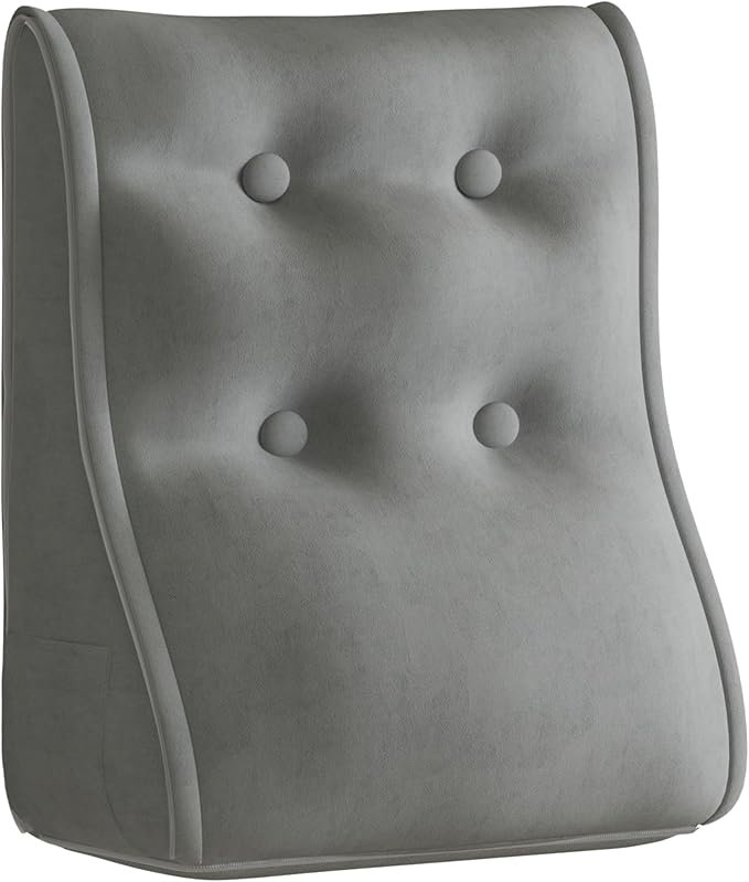 Sit-up Back Comfort Contour Wedge Pillow With Zipper Connector Headboard Velvet Reading Pillows For Sitting Up In Bed Sofa Backrest Lumbar Support Cushion