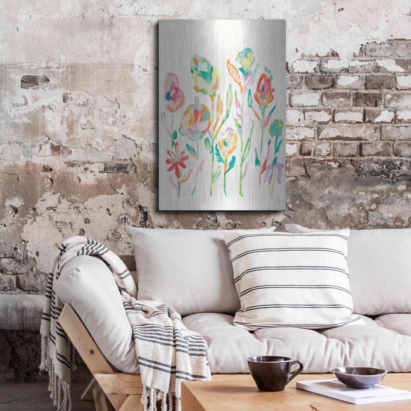 «Mod Flowers I» par Jessica Mingo, art mural en métal, H 36 po x l 24 po
