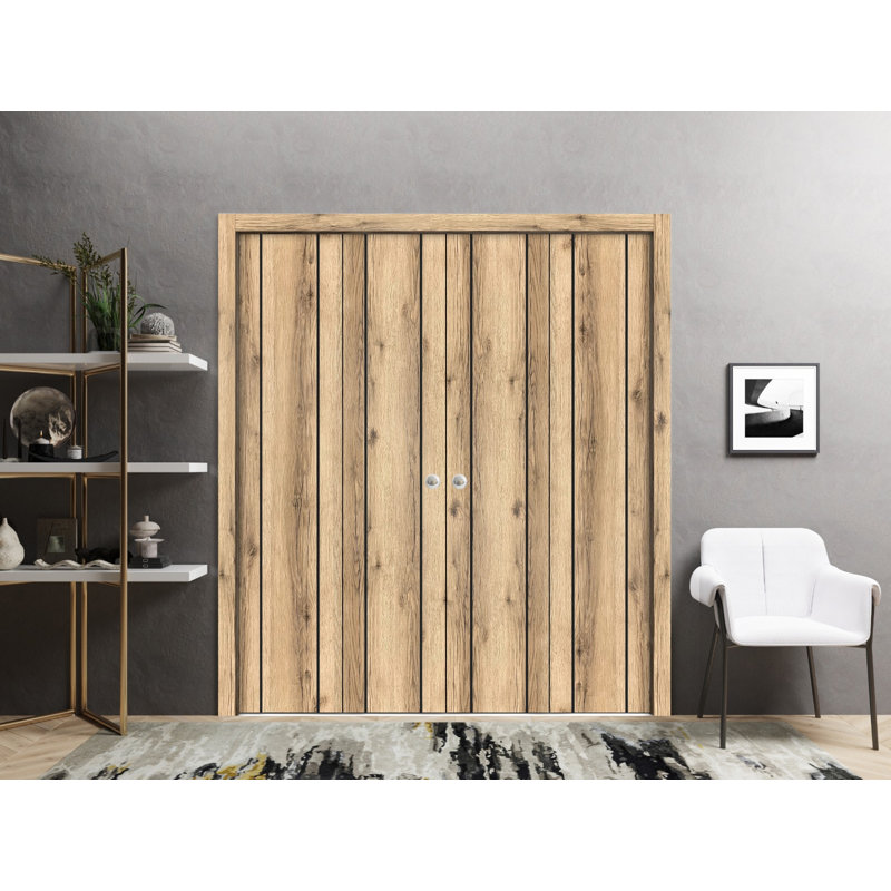Porte de grange en bois massif massif, Chêne, 72 po x 80 po