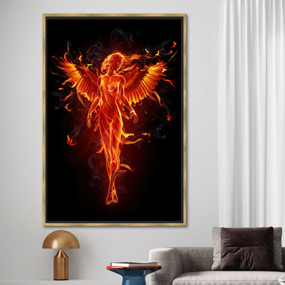 Abstrait, art moderne sur toile, femme élémentaire en feu et reproduction d'art sur toile