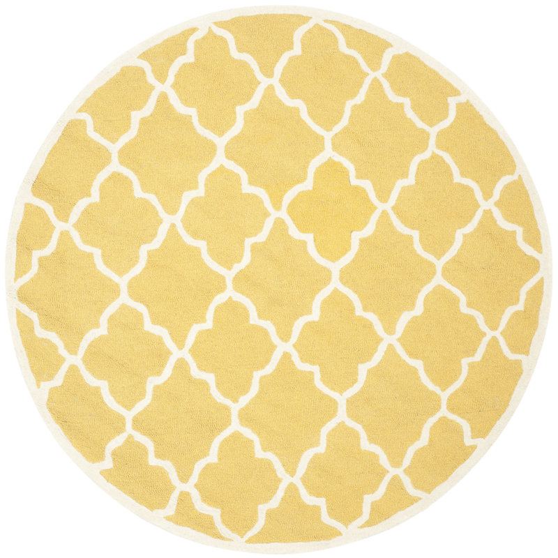 Martins Hand Tufted Wool Geometric Rug, Round 6'