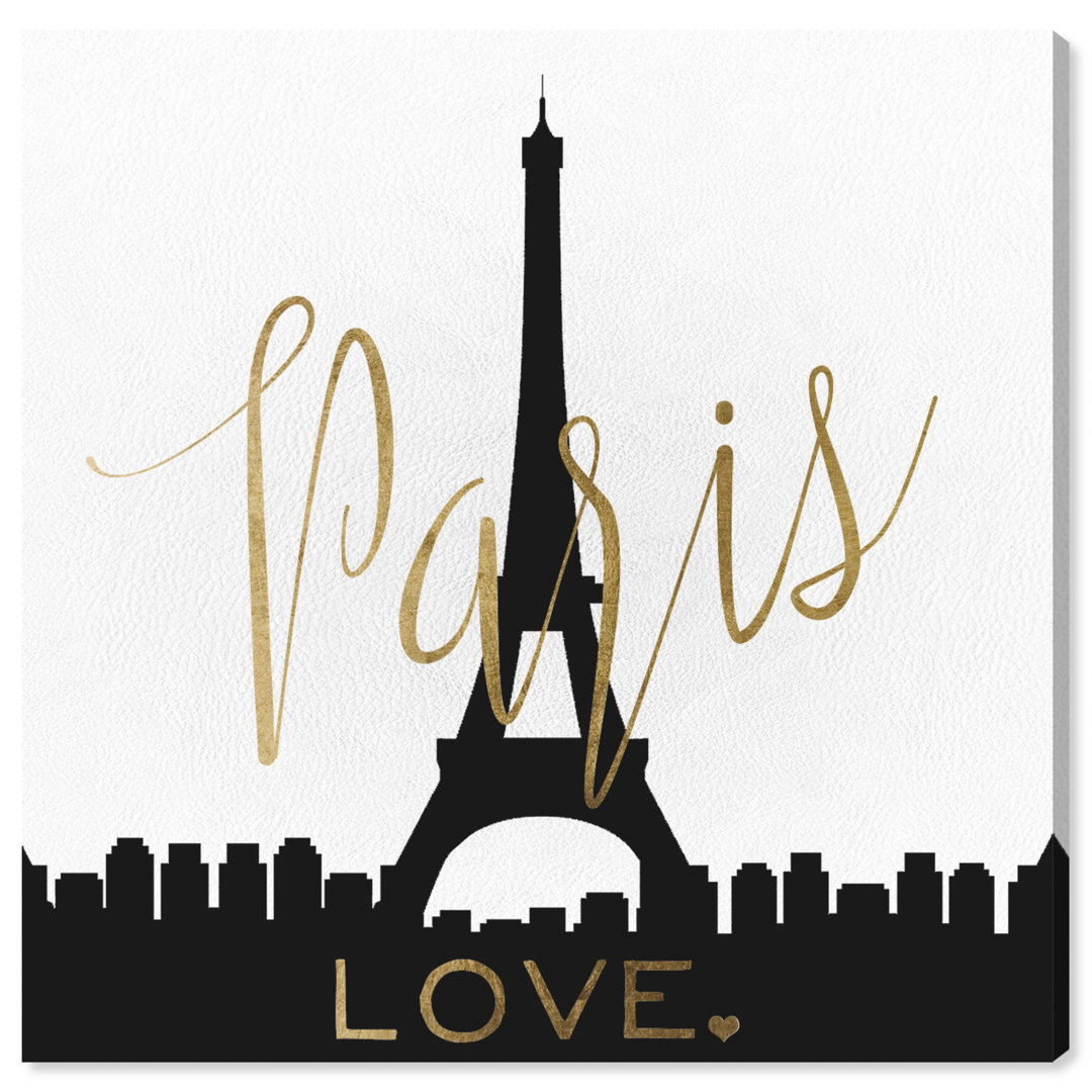 Paris Love Gold and Leather - Wrapped Canvas Typography Print