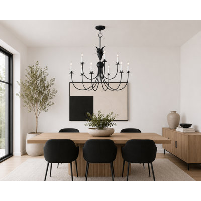 Ashelle 36" W 9-Light Dimmable Candle Style Chandelier