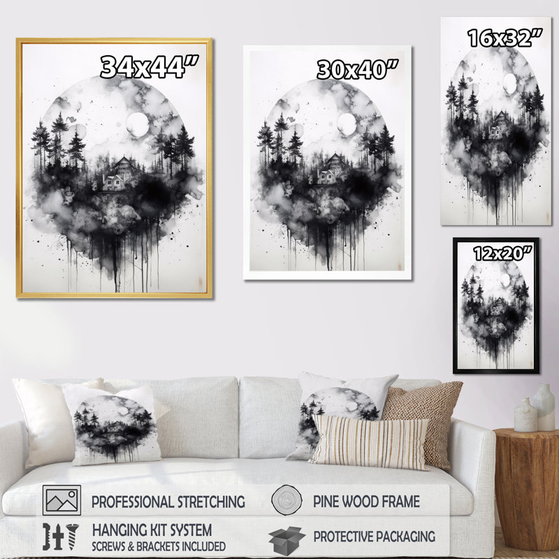 Cabine solitude sur toile, H 40 po x l 30 po x P 1,5 po, Cadre flottant noir