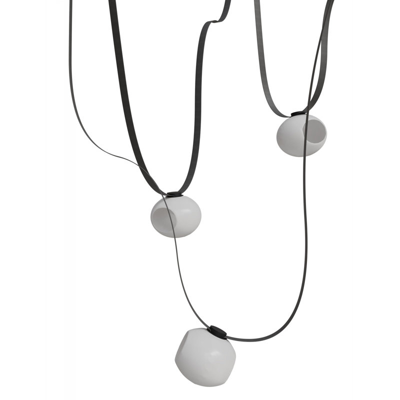  Fremont ​belt 3-light 275"l Pendant In Black/white Glass Open Globes, Black
