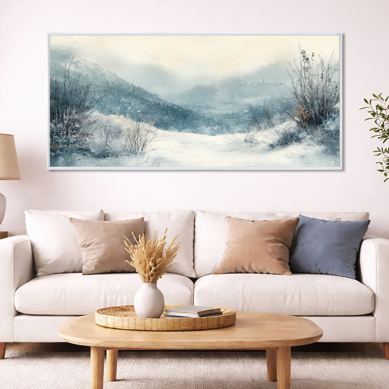 «White Grey Nolan II - White Serene», reproduction d'art sur toile encadrée, Cadre flottant blanc, H 28 po x l 60 po
