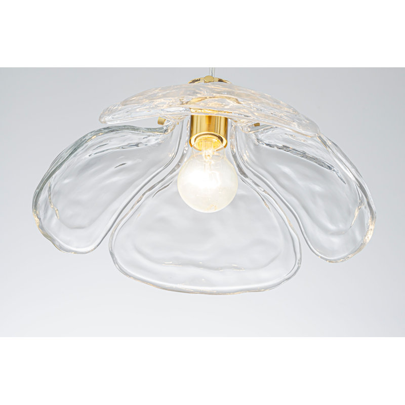 Suspension Lunelle 1 lumière en verre transparent en forme de fleur