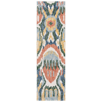Ikat 151 Hand Tufted Wool/Cotton Ikat Rug in Green/Rust