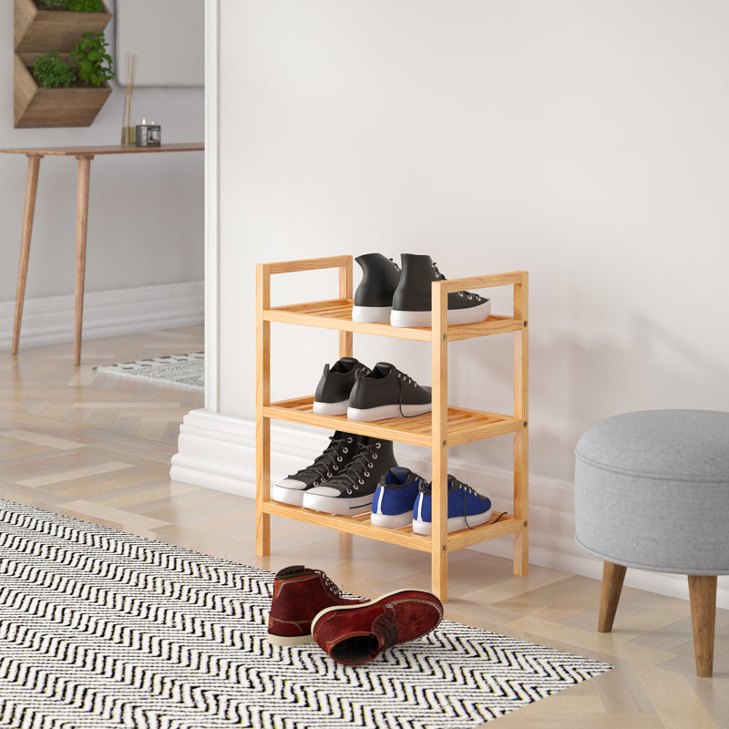 Farris 6 Pair Stackable Solid Wood Shoe Rack