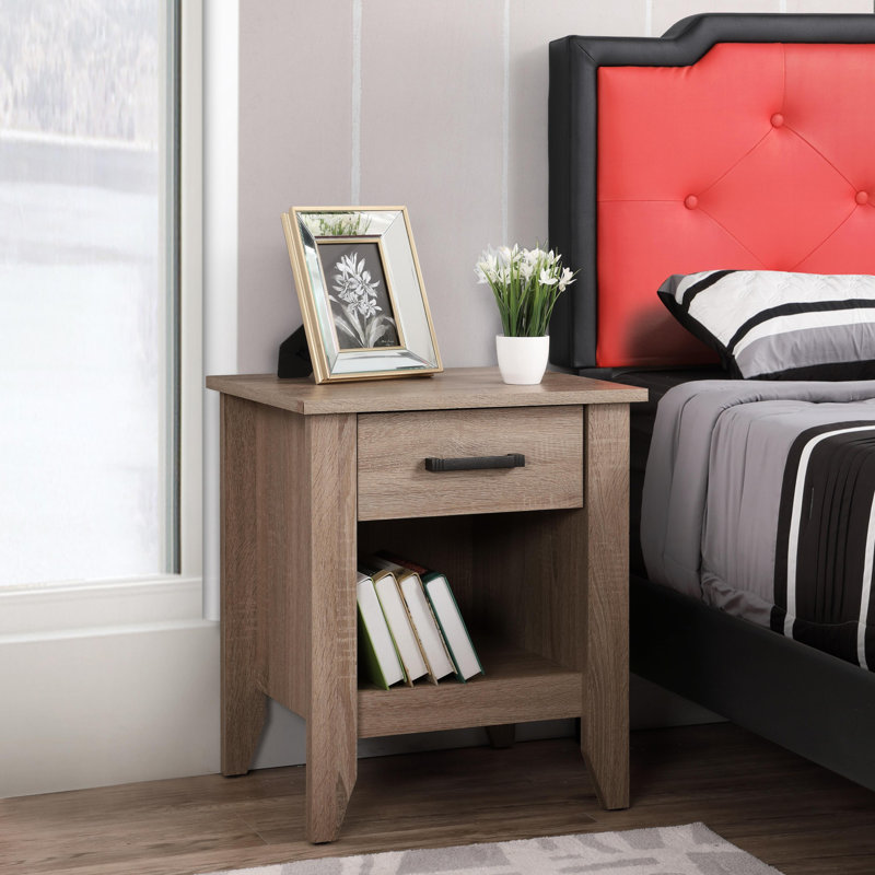 Rodel Wooden Nightstand with drawer Modern Nightstand, Brown